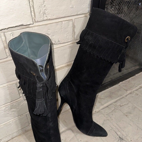 Imagine Vince Camuto Boots Fringe Black Suede Leather Women’s Size 10 - Picture 3 of 16